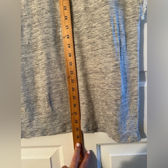 SUNDANCE Size SM Heathered Gray 100% Linen Flutter Sleeve Long Tank Lagenlook - Picture 6 of 7